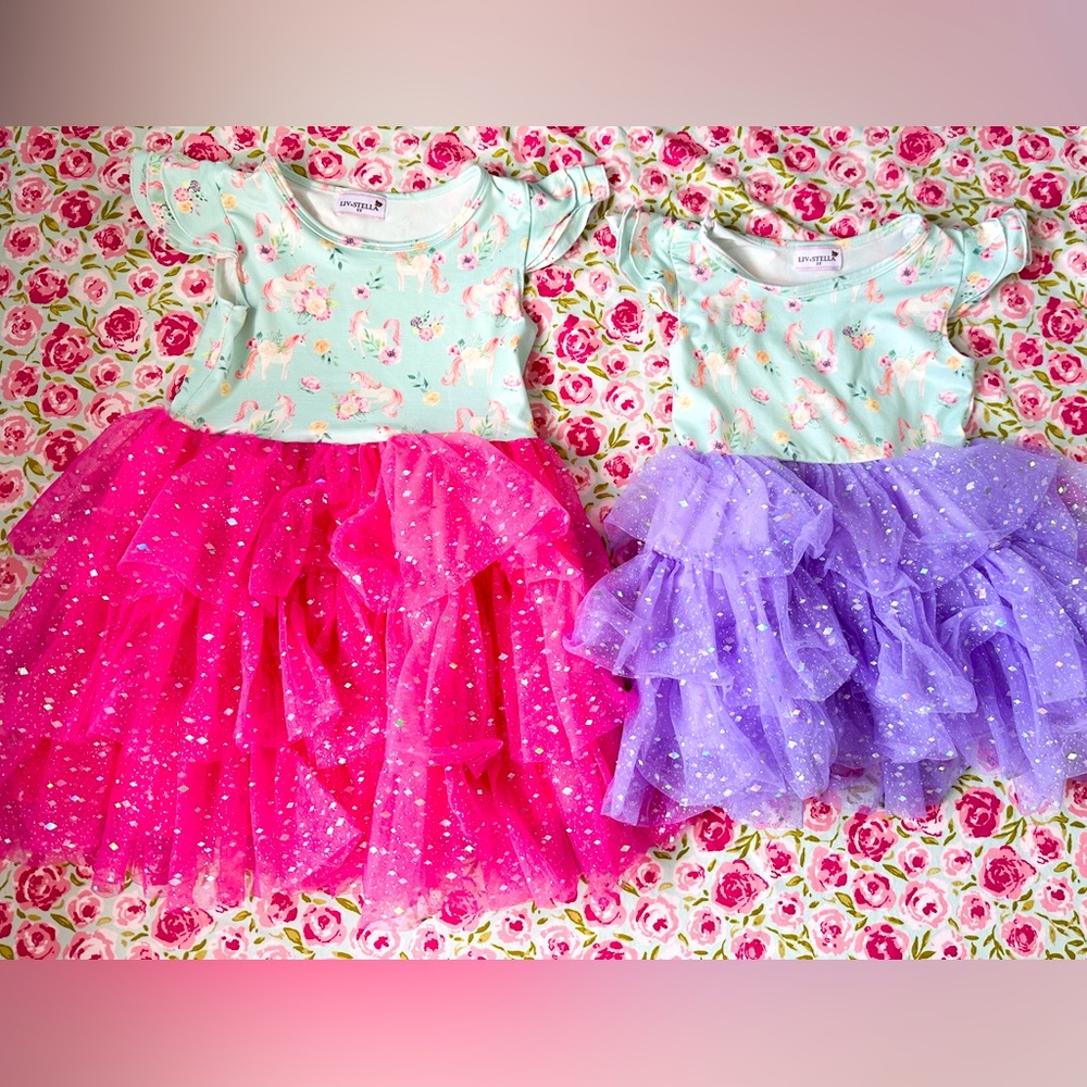 LIV+STELLA unicorn dresses, only purple available now